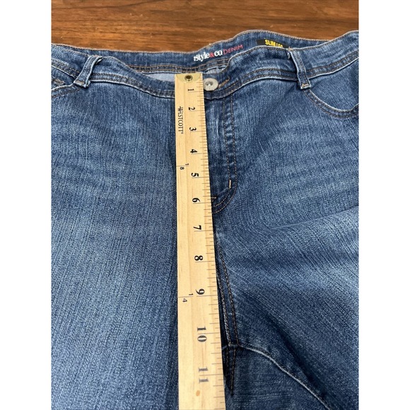 Style And Co. Denim Jeans Women 16 Petite Slim Leg Medium‎ Wash - Picture 6 of 10
